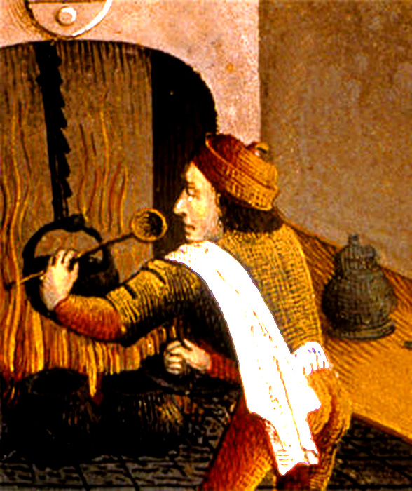 Medieval man making soup