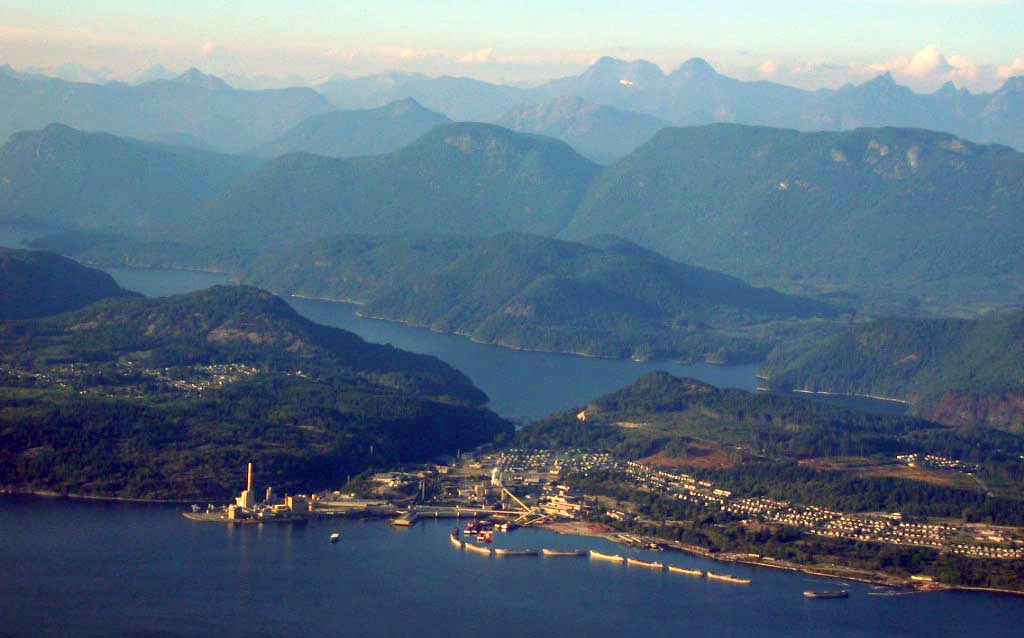 Aerial view of Powell River BC