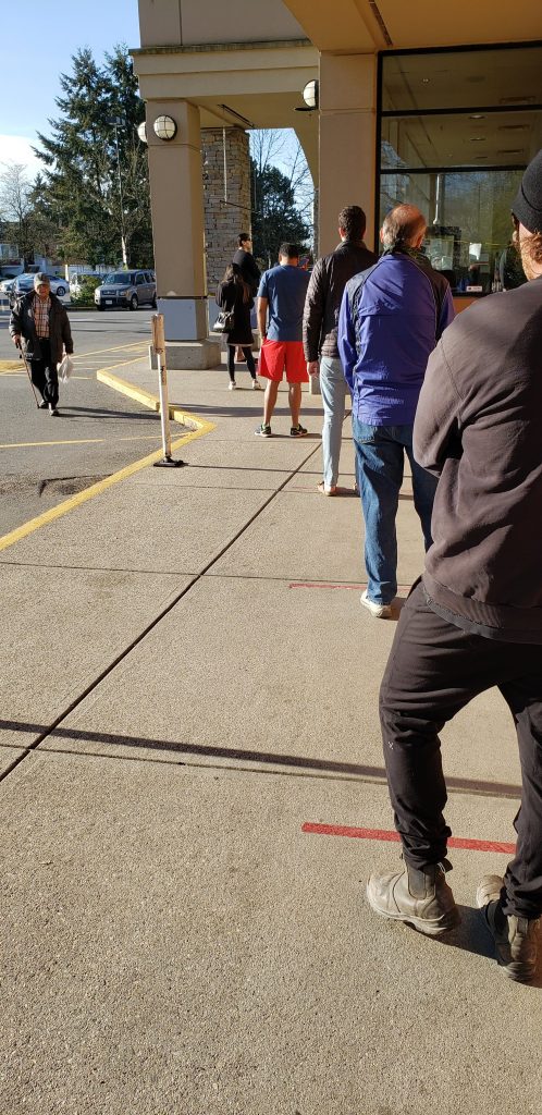 People line up outside Safeway